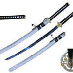 41" 65Mn Spring Steel Samurai Sword w/ Black Hdl Blue Blade