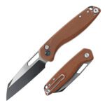 micarta handle button lock manual folding knife