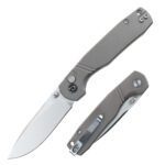 cnc aluminum handle button lock manual folding knife
