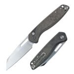 cnc aluminum handle button lock manual folding knife