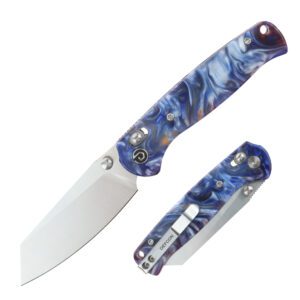 DEFCON 7.25" Axis Lock Marble Resin Handle Folding Knife - Blue w/ hint of Green