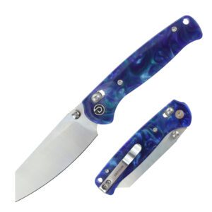 DEFCON 7.25" Axis Lock Marble Resin Handle Folding Knife - Blue