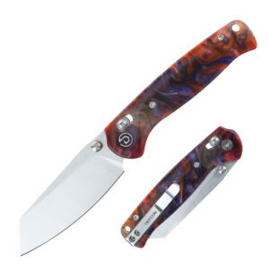 DEFCON 7.25" Axis Lock Marble Resin Handle Folding Knife - RED
